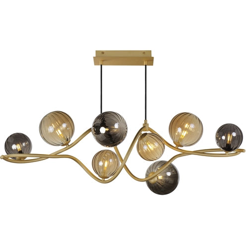ET2 Contemporary Lighting E24187-148GLD Planetary 8-Light LED Linear Pendant Ceiling Light - CCT: 3000K - Finish: Gold