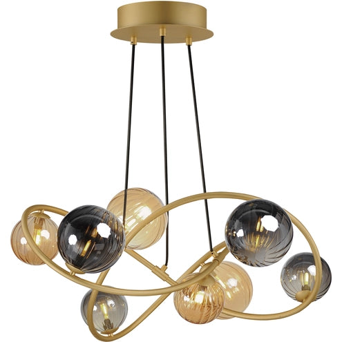 ET2 Contemporary Lighting E24188-148GLD Planetary 8-Light LED Chandelier Ceiling Light - CCT: 3000K - Finish: Gold