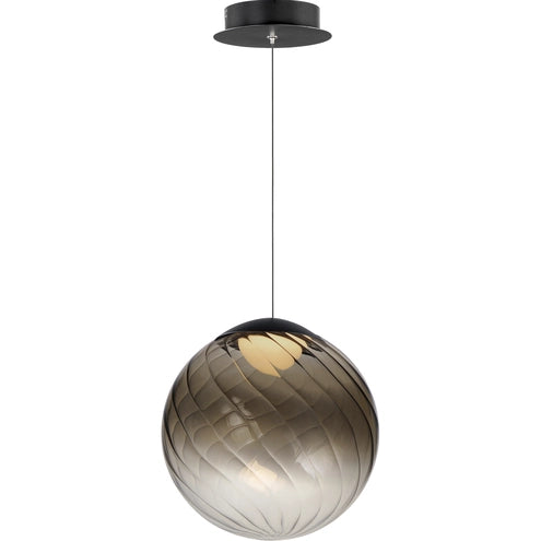 ET2 Contemporary Lighting E24189-138BK Planetary 1-Light LED Pendant Ceiling Light - CCT: 3000K - Glass Finish: Smoke - Finish: Black