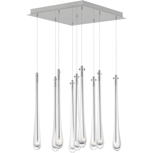 ET2 Contemporary Lighting E24217-122SN Stillo 9-Light LED Pendant Ceiling Light - CCT: 3000K - Finish: Satin Nickel