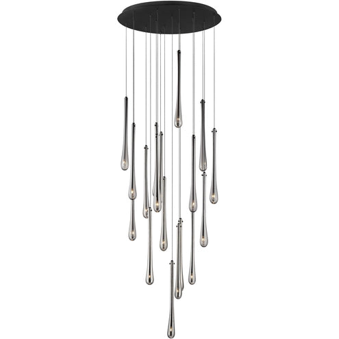 ET2 Contemporary Lighting E24219-138BK Stillo 18-Light LED Pendant Ceiling Light - CCT: 3000K - Finish: Black