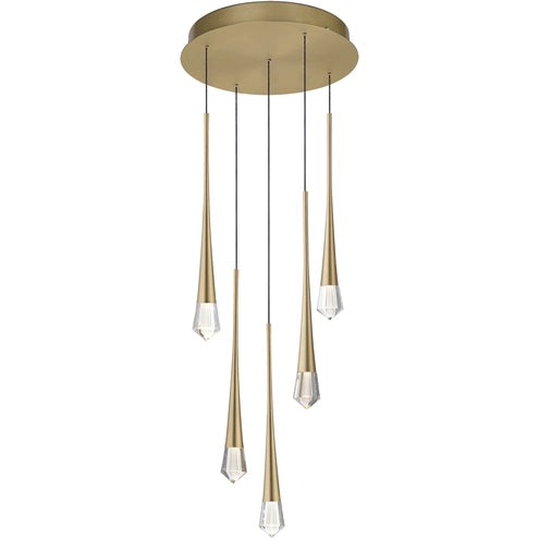 ET2 Contemporary Lighting E24225-122GLD Pierce 5-Light LED Pendant Ceiling Light - CCT: 3000K - Finish: Gold