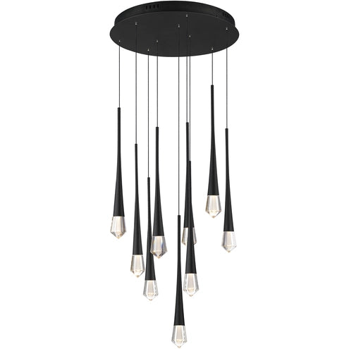 ET2 Contemporary Lighting E24227-122BK Pierce 9-Light LED Pendant Ceiling Light - CCT: 3000K - Finish: Black