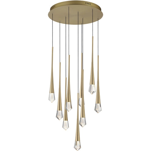ET2 Contemporary Lighting E24227-122GLD Pierce 9-Light LED Pendant Ceiling Light - CCT: 3000K - Finish: Gold