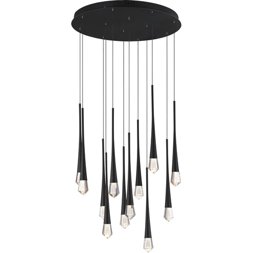 ET2 Contemporary Lighting E24229-122BK Pierce 12-Light LED Pendant Ceiling Light - CCT: 3000K - Finish: Black