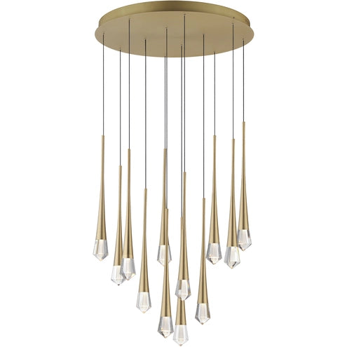 ET2 Contemporary Lighting E24229-122GLD Pierce 12-Light LED Pendant Ceiling Light - CCT: 3000K - Finish: Gold