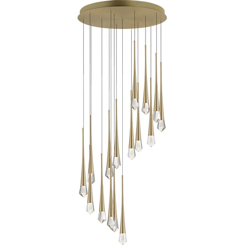 ET2 Contemporary Lighting E24230-122GLD Pierce 16-Light LED Chandelier Ceiling Light - CCT: 3000K - Finish: Gold