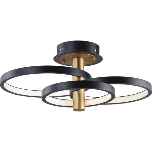 ET2 Contemporary Lighting E24323-BKGLD 16" Hoopla Led Semi-Flush Mount Ceiling Light - Finish: Black and Gold