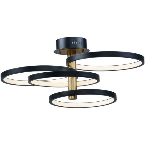 ET2 Contemporary Lighting E24324-BKGLD 33.5" Hoopla Led Multi-Light Pendant Ceiling Light - Finish: Black and Gold