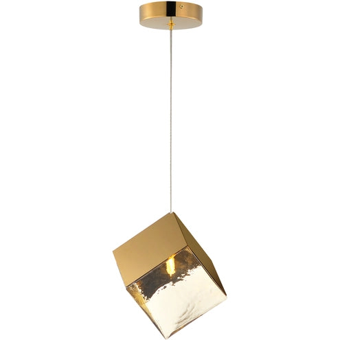 ET2 Contemporary Lighting E24681-26FG 7" Ice Cube LED Single Pendant Ceiling Light- Finish: French Gold