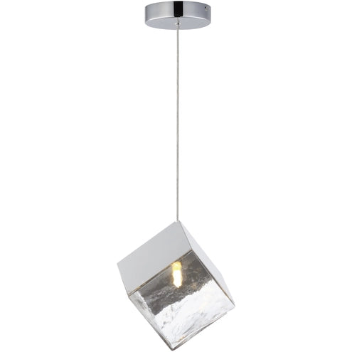 ET2 Contemporary Lighting E24681-28PC 7" Ice Cube LED Single Pendant Ceiling Light- Finish: French Polished Chrome