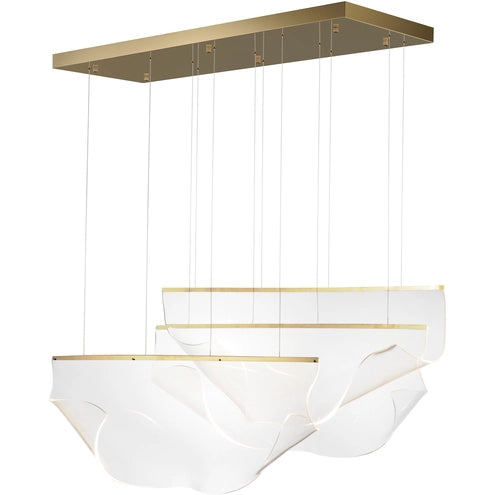 ET2 Contemporary Lighting E24873-133FG Rinkle 3-Light Linear LED Pendant Ceiling Light - CCT: 3000K - Finish: French Gold
