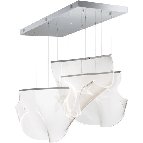 ET2 Contemporary Lighting E24873-133PC Rinkle 3-Light Linear LED Pendant Ceiling Light - CCT: 3000K - Finish: Polished Chrome