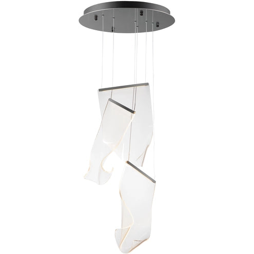 ET2 Contemporary Lighting E24874-133BGM Rinkle 3-Light LED Multi Pendant Ceiling Light - CCT: 3000K - Finish: Brushed Gunmetal