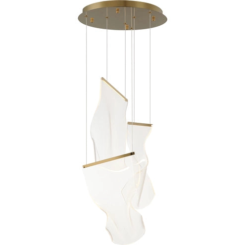 ET2 Contemporary Lighting E24874-133FG Rinkle 3-Light LED Multi Pendant Ceiling Light - CCT: 3000K - Finish: French Gold