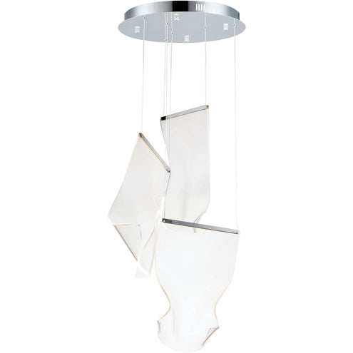 ET2 Contemporary Lighting E24874-133PC Rinkle 3-Light LED Multi Pendant Ceiling Light - CCT: 3000K - Finish: Polished Chrome