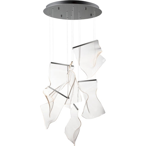 ET2 Contemporary Lighting E24875-133BGM Rinkle 6-Light LED Multi Pendant Ceiling Light - CCT: 3000K - Finish: Brushed Gunmetal