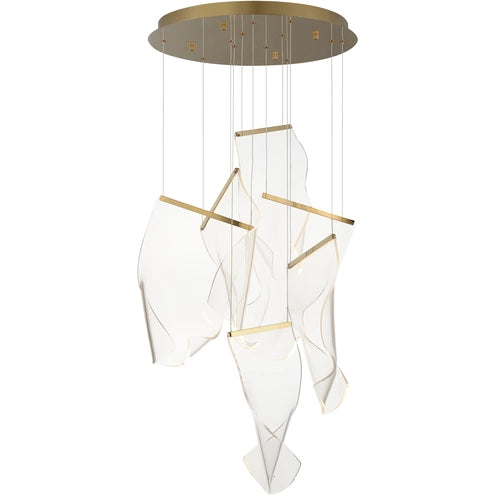 ET2 Contemporary Lighting E24875-133FG Rinkle 6-Light LED Multi Pendant Ceiling Light - CCT: 3000K - Finish: French Gold