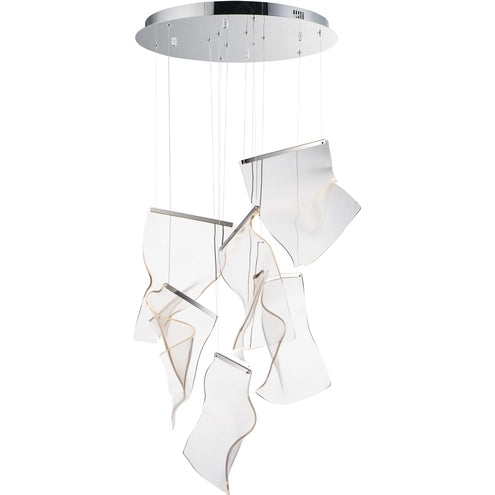 ET2 Contemporary Lighting E24875-133PC Rinkle 6-Light LED Multi Pendant Ceiling Light - CCT: 3000K - Finish: Polished Chrome