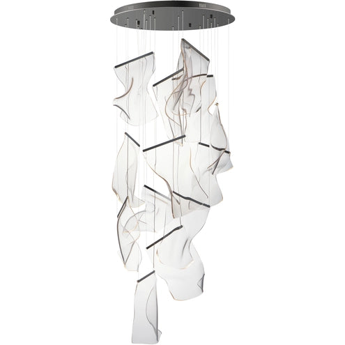 ET2 Contemporary Lighting E24877-133BGM Rinkle 28" 14-Light LED Pendant Ceiling Light - CCT: 3000K - Finish: Brushed Gunmetal