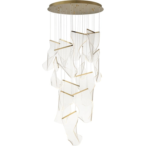 ET2 Contemporary Lighting E24877-133FG Rinkle 28" 14-Light LED Pendant Ceiling Light - CCT: 3000K - Finish: French Gold