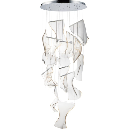 ET2 Contemporary Lighting E24877-133PC Rinkle 28" 14-Light LED Pendant Ceiling Light - CCT: 3000K - Finish: Polished Chrome