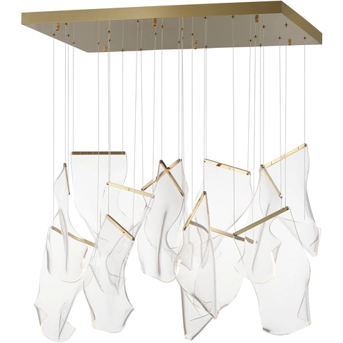 ET2 Contemporary Lighting E24878-133FG Rinkle 13-Light Rectalinear LED Pendant Ceiling Light - CCT: 3000K - Finish: French Gold