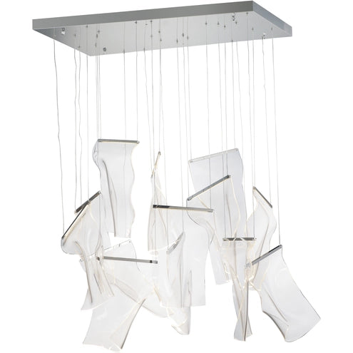 ET2 Contemporary Lighting E24878-133PC Rinkle 13-Light Rectalinear LED Pendant Ceiling Light - CCT: 3000K - Finish: Polished Gold