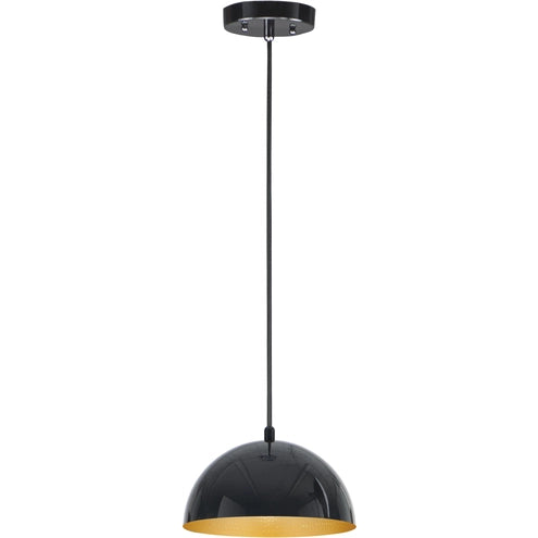 ET2 Contemporary Lighting E24900-GBGLD 9" Hemisphere LED Single Pendant Ceiling Light - Finish: Gloss Black and Gold