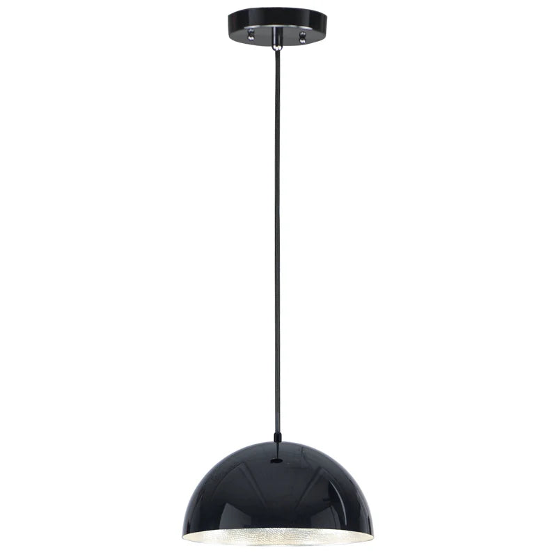 ET2 Contemporary Lighting E24902-GBAL 14" Hemisphere LED Single Pendant Ceiling Light - Finish: Gloss Black and Aluminum