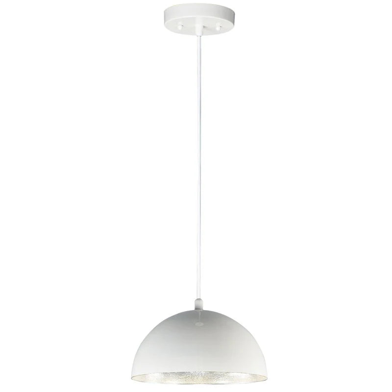ET2 Contemporary Lighting E24902-GWAL 14" Hemisphere LED Single Pendant Ceiling Light - Finish: Gloss White and Aluminum