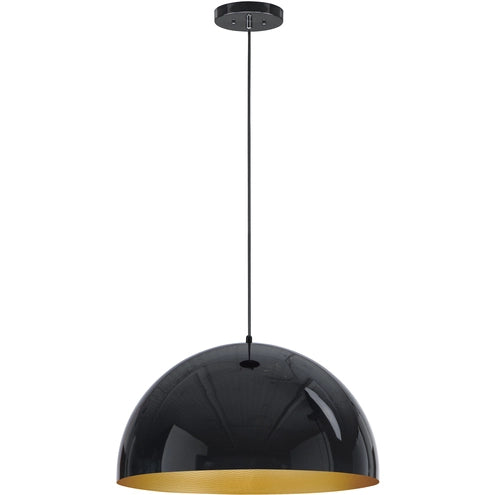 ET2 Contemporary Lighting E24904-GBGLD 24" Hemisphere LED Single Pendant Ceiling Light - Finish: Gloss Black and Gold