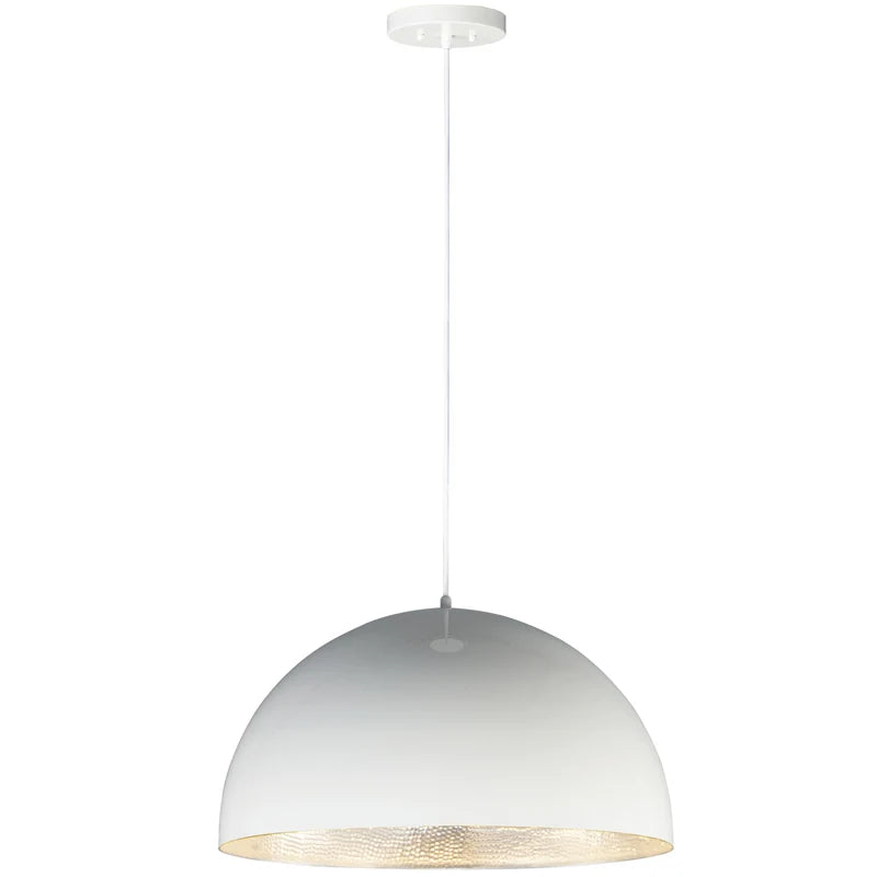 ET2 Contemporary Lighting E24904-GWAL 24" Hemisphere LED Single Pendant Ceiling Light - Finish: Gloss White and Aluminum