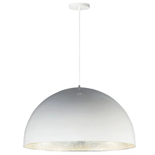ET2 Contemporary Lighting E24906-GWAL 31" Hemisphere LED Single Pendant Ceiling Light - Finish: Gloss White And Aluminum