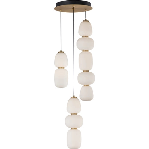 ET2 Contemporary Lighting E25069-92BKGLD Soji 3-Light LED Pendant Ceiling Light - CCT: 3000K - Finish: Black and Gold
