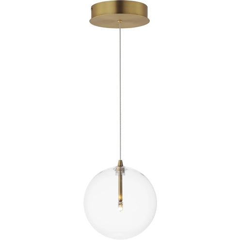 ET2 Contemporary Lighting E25071-18NAB Global 1-Light LED Pendant Ceiling Light - CCT: 3000K - Finish: Natural Aged Brass