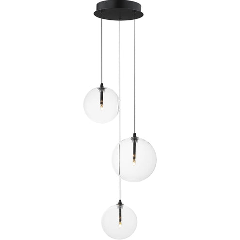 ET2 Contemporary Lighting E25073-18BK Global 3-Light LED Pendant Ceiling Light - CCT: 3000K - Finish: Black