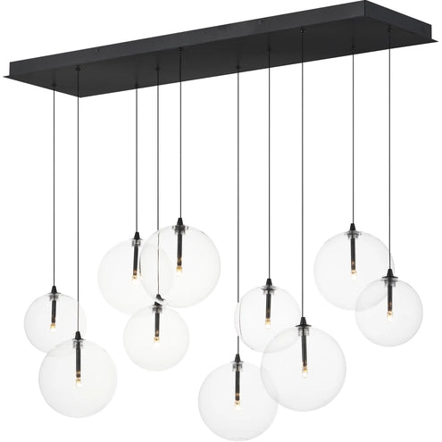 ET2 Contemporary Lighting E25079-18BK Global 10-Light LED Pendant Ceiling Light - CCT: 3000K - Finish: Black