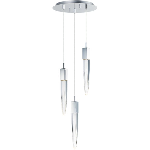 ET2 Contemporary Lighting E31243-20PC 13" Quartz 3-Light LED Mini Pendant Ceiling Light - Color Temperature: 3000 K - Finish: Polished Chrome