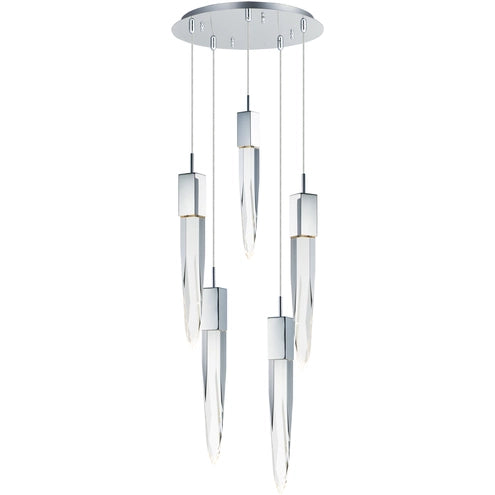 ET2 Contemporary Lighting E31244-20PC 15.75" Quartz 5-Light LED Pendant Ceiling Light - Color Temperature: 3000K - Finish: Polished Chrome