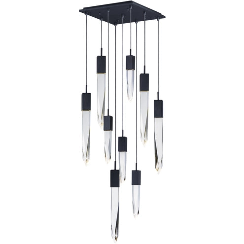 ET2 Contemporary Lighting E31246-20BK 65.52" Quartz 9-Light LED Pendant Ceiling Light - Color Temperature: 3000K - Finish: Black