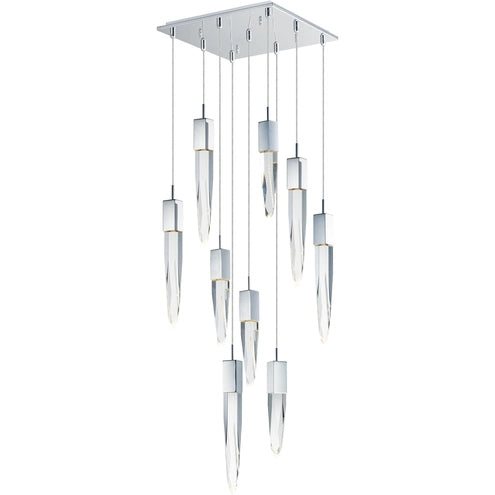 ET2 Contemporary Lighting E31246-20PC 65.52" Quartz 9-Light LED Pendant Ceiling Light - Color Temperature: 3000K - Finish: Polished Chrome