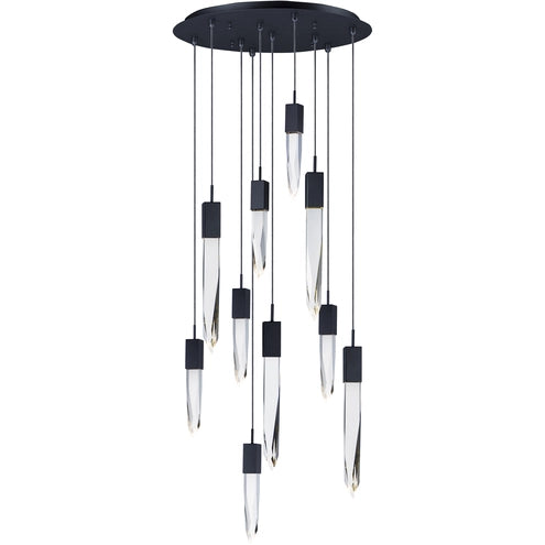 ET2 Contemporary Lighting E31247-20BK 70.40" Quartz 10-Light LED Pendant Ceiling Light - Color Temperature: 3000K - Finish: Black