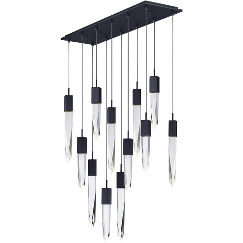 ET2 Contemporary Lighting E31248-20BK 83.91" Quartz 12-Light LED Pendant Ceiling Light - Color Temperature: 3000K - Finish: Black
