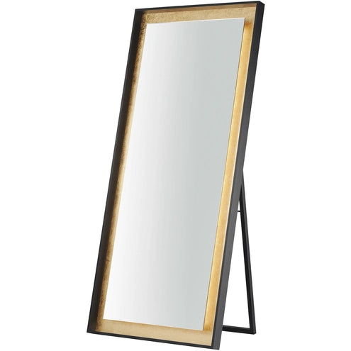 ET2 Contemporary Lighting E42046-GLBK 30" x 67" Floating Led Free Standing Mirror - Finish: Gold Leaf And Black