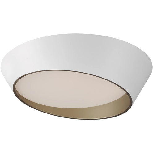 ET2 Contemporary Lighting E51032-WTGLD 19.75" Slant LED Flush Mount Ceiling Light - Finish: White And Gold