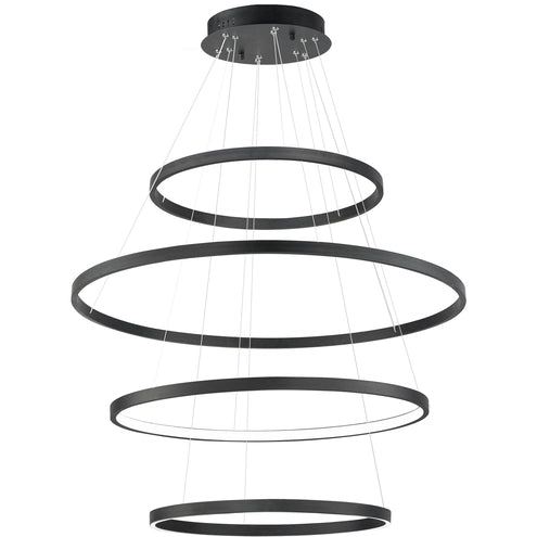 ET2 Contemporary Lighting E52729-BK Groove 4-Tier Pendant Ceiling Light - 5CCT Selectable - Finish: Black