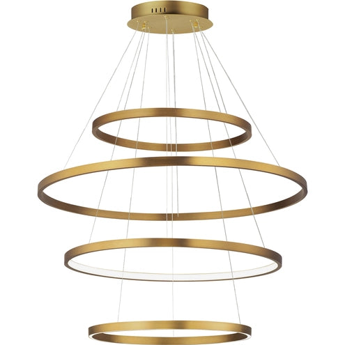 ET2 Contemporary Lighting E52729-GLD Groove 4-Tier Pendant Ceiling Light - 5CCT Selectable - Finish: Gold
