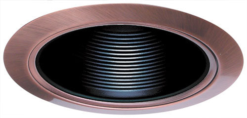 Elco Lighting ELM530KBCP 5" Metal Stepped Baffle with Coil Springs Trim - Black Baffle with Copper
