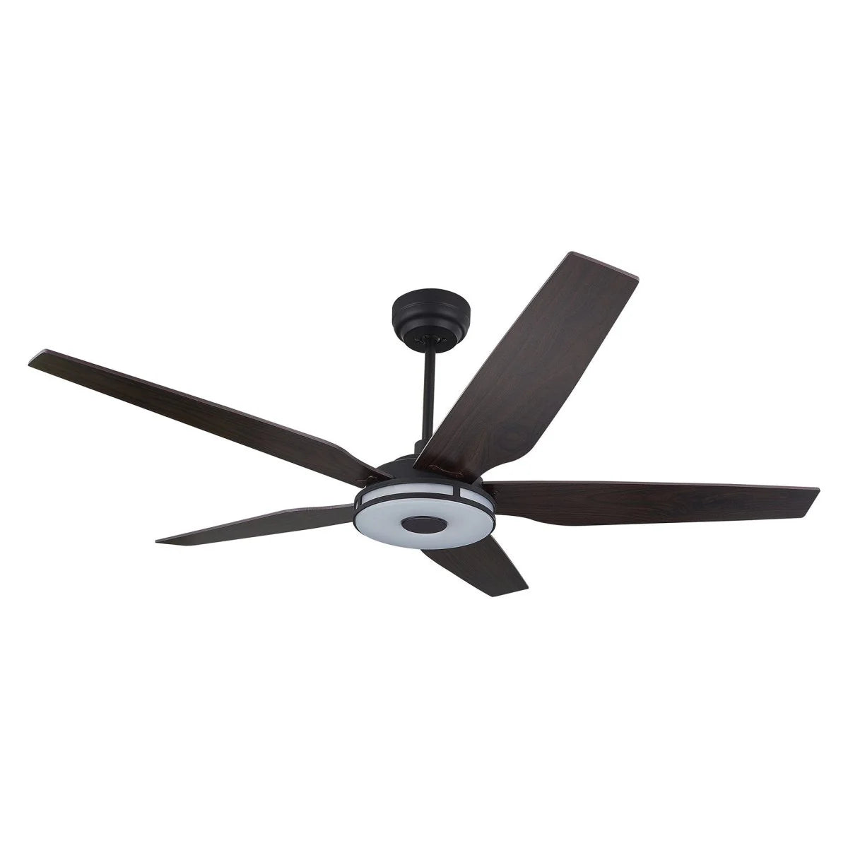 Carro USA SFR525S-L13-B5-1 52" Elira Smart Ceiling Fan With LED Light Kit - Fixture Finish: Black - Blade Finish: Walnut